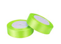 ATRibbons 50 Yards 1 Inch Wide Satin Ribbon Perfect for Wedding,Handmade Bows and Gift Wrapping,25 Yards/Roll x 2 Rolls (Fluorescence Green)