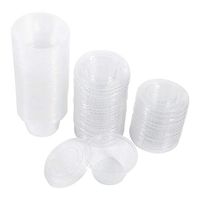 [4 Sizes 50Pcs] plastic disposable cups 50 cups and 50 lids Small Plastic Containers Disposable Plastic Cups for for holding condiments, dips, sauce, chutney boiled foods barbeques (2oz)