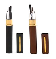 SOOLALA Super Slim Compact Reader Reading Glasses Reader w/Pen Clip Tube Case, BlackBrown, 1.25