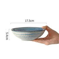 Bowl Creative Irregular Ceramic Salad Bowl 6.8 Inch Soup Bowl Household Fruit Dessert Bowl Retro Striped Cutlery Household tableware, retro bowl