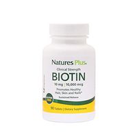 NaturesPlus Clinical Strength Biotin, Sustained Release - 10 mg, 90 Vegan Tablets - High Potency Vitamin B7, Supports Skin, Nail & Hair Growth, Energy Booster - Vegetarian, Gluten-Free - 90 Servings