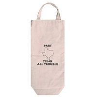 Part Texan All Trouble Texas Cotton Canvas Wine Bag Tote With Handles Wine Bag