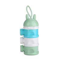 Baby Milk Powder Dispenser, Portable 3 Layers Non Spill Stackable Formula Dispenser Snack Container Fruit Snack Storage Container with Handle & 1 Funnel Lids for Infant Baby(Green)