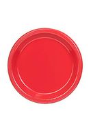 Exquisite 10 Inch. Red Plastic Dessert/Salad Plates - Solid Color Disposable Plates - 50 Count