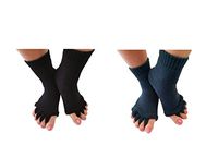 Triim Fitness Toe Separator Yoga Gym Sports Massage Socks for Foot Alignment, Great for Sore Feet and Diabetics with Free Exercise Guide! (BlackGray)
