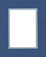 Pack of (2) 24x36 Double Acid Free White Core Picture Mats Cut for 20x30 Pictures in Royal Blue and Sheer Blue