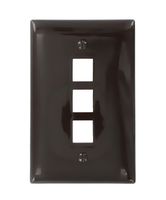 Leviton 41091-3BN QuickPort Midsize Wallplate, Single Gang, 3-Port, Brown