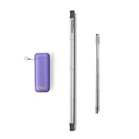 Final Straw | Silver Collapsible, Stainless Steel and Reusable Drinking Straw With Portable Keychain Case (Porpoise-Ful Purple)