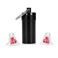 Ear Plugs - MASO 1 Pair 21DB Noise Cancelling Ear Plugs with a Sturdy Aluminum Carrying Case，Ultra Soft,Reusable and Waterproof for Sleeping,Army,Shooting,Swimming, Flying ect (red/transparent)
