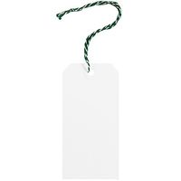 JAM PAPER Premium Gift Tags with String - Medium - 4 3/4 x 2 3/8 - White w/Green String - Bulk 100/Pack