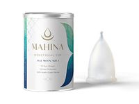 Mahina Menstrual Cup - Most Comfortable and Reliable - Ultra Soft Medical Grade VI Silicone - Made in USA - Natural Clear - Full Moon (Size 1)