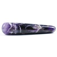 OCN-HEALING Amethyst Crystal Stone Massage Wand, 4.3" Long (0.2lbs), Carved from Real Quartz Crystal - The Artisan Mined Series a Bag (Amethyst)
