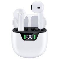 Wireless Earbuds Bluetooth Headphones 48Hrs Battery Life with Wireless Charging Case, IPX7 Waterproof TWS Semi-in-Ear Earphones Clear Call Power Display Built-in Mic Stereo Headset for iPhone/Android