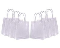 Clear Plastic Gift Bags with Handles, Sdootjewelry 36 Pack Heavy Duty Transparent PVC Gift Bags Bulk, 7.8 x 3.1 x 7.8’’ Plastic Shopping Tote Bags, Gift Wrap Bags