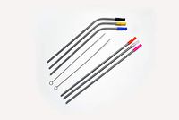 FreshProductz 6 + 2 Pack Stainless Steel Skinny Straws & Cleaning Brushes - Reusable, Extra Long & Skinny, Bright & Colourful Removable Silicone Tips for 30 20 Oz Tumbler/Yeti/Starbucks/Mason Jar