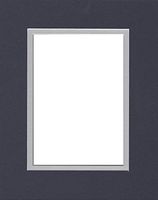 20x24 Double Acid Free White Core Picture Mats Cut for 16x20 Pictures in Navy Blue and Nantucket Grey