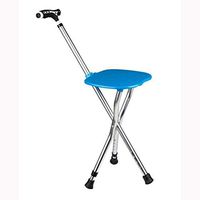 RES&DZ Crutch with LED Light, Folding Seat Aluminum Alloy Walking Sticks with 3 Leg Base Adjustable Height,Seat Cane (Walking Stick & Chair Seat)