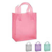 Frosted Plastic Shopping Gift Bags (8"x5"x10")- Quantity of 100 (Pink)