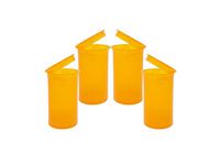 19 DRAM POP TOP Bottles Qty CASE Size Count Squeeze top Rx Pill Bottles Prescription Crafts Coins Storage Medicine 420 Containers Made in USA (4 PCS, Orange - Transparent)