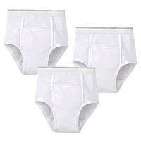 Care Apparel Men's Incontinence Briefs, 3 Briefs Reusable Washable, White - Large