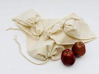 Cotton Muslin Bags, 100% Organic Cotton with Single Drawstring. Premium Quality Reusable Eco-Friendly Natural Muslin Bags. (100, 12 x 16 Inches)