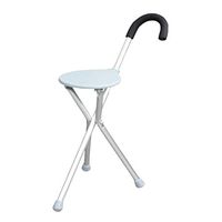 YAC Fold Elderly Crutches Walking Stick Stool, Elderly Cane Stool Tripod Chair with seat Cane