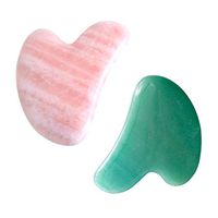 PESOENTH Natural Rose Quartz Gua Sha Scraping Massage Tool Handmade Green Aventurine Guasha Board Tool Jade Massage Stones for Facial Back Foot SPA Acupuncture Chinese Traditional Treatment(Heart-Shap