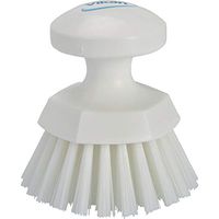 Vikan 38855 Hand-Held Scrub Brush, Polypropylene, Polyester Bristle, 5", White