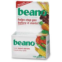 Beano Natural Food Enzyme 120 Tablets, Beano Helps Stop Gas