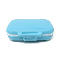 Honbay Vitamin Organizer Box Portable Small Pill Case with 3 Removable Compartments for Travel or Daily Use (Blue)