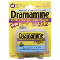 Dramamine Motion Sickness Relief for Kids Chewable Tablets Grape Flavor 8.0 ea. (Quantity of 6)