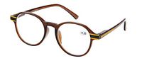 Reading Glasses Spring Hinge Plastic Rim Stylish Glasses with Box, Pouch, and Cloth Clear Brown