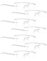 READING GLASSES 7 pack Small Lens Rimless Readers (Silver, 1.50)