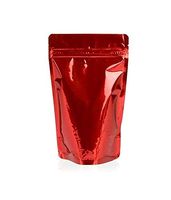 Premium Vials, 100 Pack, 2 oz, 4"x 6" Airtight Zipper Stand up Pouch, Barrier Bag - Heat Seal-able Zip Lock (Matt Red/Clear)
