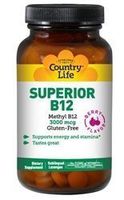 COUNTRY LIFE VITAMINS SUPERIOR B-12 LOZENGES, 50 CT