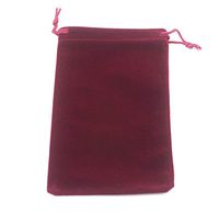 Pack of 25 Velvet Gift Bags Drawstring Jewelry Pouches Candy Bags Wedding Favors (6" X 4", Burgundy Dark red)