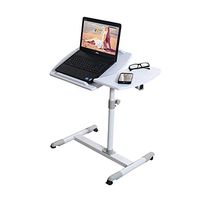 Tilt Top Hospital Overbed, Height Adjustable Table for Home Use, with Wheels for Coffee Laptop Tablet, Super Sturdy and Stable for Office (Color : A)