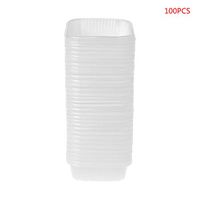 XISAOK 100 g Plastic Home Square Moon Cake Muffin Box Container Holder Cover 100 Piece White