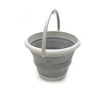 SAMMART Set of 2-10L (2.6 Gallon) Collapsible Plastic Bucket - Foldable Round Tub - Portable Fishing Water Pail - Space Saving Outdoor Waterpot, Size 33cm Dia (2, Grey)