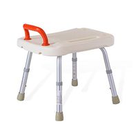 Bath Stool White Senior Bathing Chair Bathroom Shower Stool Disabled Height Adjustable Bath Stool with ABS Red Armrests Oversized Non-Slip Mat and Invisible Shower Mouth