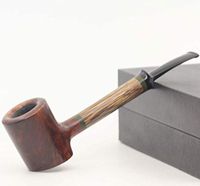 Glossy Old-Fashioned Tobacco Pipe, Straight Solid Wood Handmade, Men's Smoking Pipe