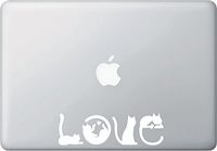 Yadda-Yadda Design Co. Cats Spell Love - MacBook or Laptop Vinyl Decal Sticker - Copyright (6.25" w x 2" h) (White)