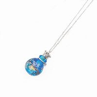 Stainless Steel Colored Glass Pendant Necklace Diffuser Perfume Pendant Aromatherapy Charms (Sky Blue)