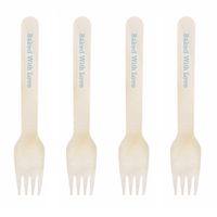 Dress My Cupcake Natural Wood 500-Pack Candy Buffet Forks DIY Kit, Baked with Love, Baby Blue