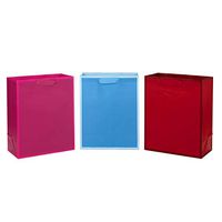 Hallmark 13" Large Solid Color Gift Bags - Pack of 3 (Red, Blue, Hot Pink) for Birthdays, Baby Showers, Holidays and More