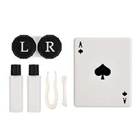 Contact Lens Storage Case, Portable Mini Cute Poker Glasses Lenses Box with Mirror Container Storage Box for Man and Women Eye Care Kit (1#Spade)