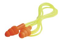 Foam Ear Plugs, Bright Orange, Corded, Triple Flanged, Lot 100