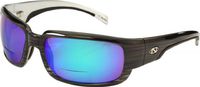 Ono's Matagorda Polarized Bi-Focal Sunglasses in Grey Brushed with Mirrored Blue Lens