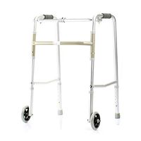 Walkers Handrail Walker Aluminum Alloy Four-legged Walking Stick with Front Wheel Telescopic Folding Portable Elderly Disabled Walking Support Four-legged Crutches Rehabilitation