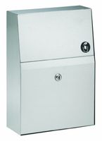 Bradley 4722-150000 Standard 22 Gauge Stainless Steel Surface Mounted Napkin Disposal, 1.5 Gallon Capacity, 10-3/4" Width x 15-1/8" Height x 4" Depth